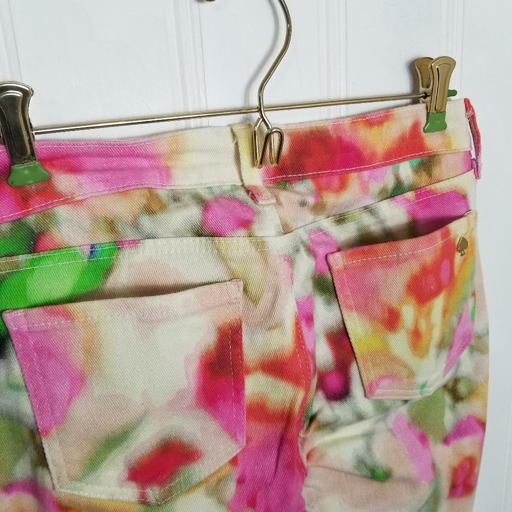 Kate Spade Broome St Watercolor Cropped Jeans Y2K Coquette Boho 25 - Picture 6 of 16